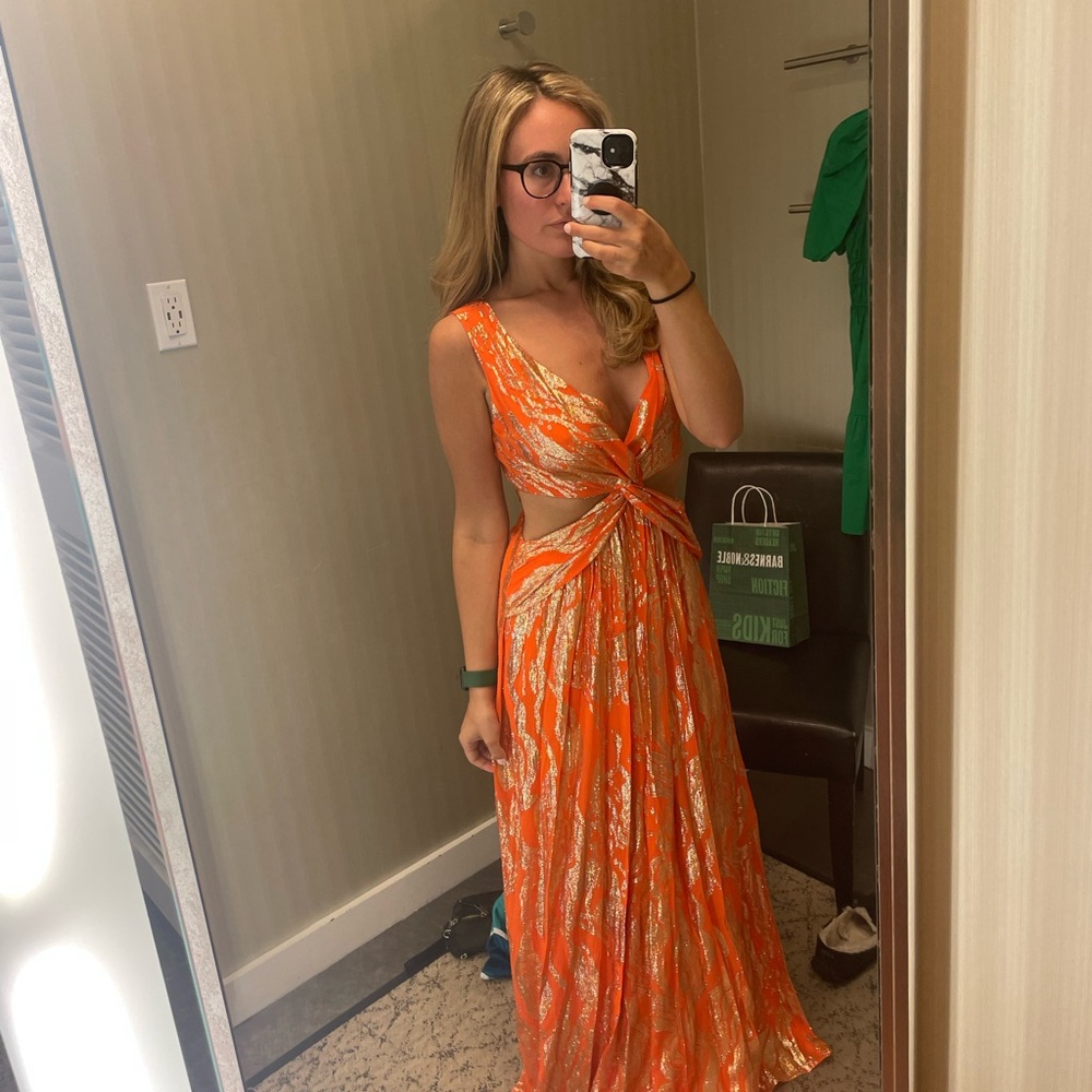 Ramy Brook Orange and Metallic Maxi Dress - Picture 7 of 7